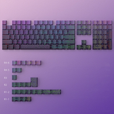 Contour Line Purple East 104+29 Keys PBT Doubleshot Side Legends Keycaps Set Cherry Profile for Cherry MX Keyboard